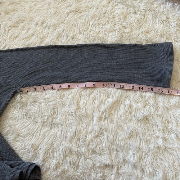 Madewell Top Heathered Thermal Henley Tee Long Sleeve Gray M - Picture 11 of 11